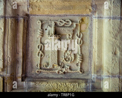 Relief of F, the symbol of Francois in the Royal Chateau at Chambord, Loir et Cher, Centre Val de Loire, France, Europe Stock Photo