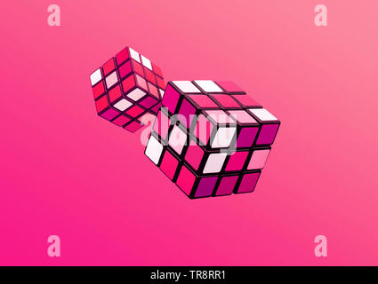 Abstract cube art in gradient color.Fantasy creativity backgrounds concepts ideas Stock Photo