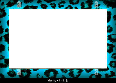 Turquoise Coloured Leopard Skin Pattern Frame Stock Photo