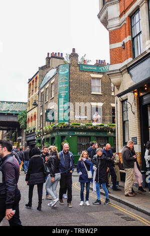 Views around Borough Market in London UK - Outside the famous Market Porter pub  Photograph taken by Simon Dack Stock Photo