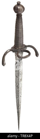 A French left-hand dagger, circa 1600 Ridged blade with constricted ...