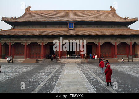 Beijing China, pagoda in Forbidden City in winter Stock Photo