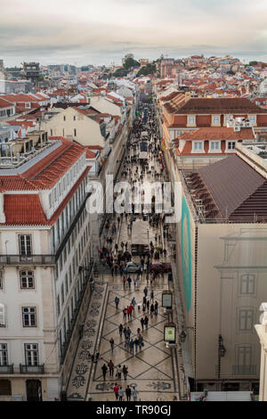 Lisbon, Portugal: 18 May 2019: Aerial view of Lisbon Downtown Stock Photo