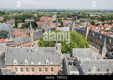 Middelburg, The Netherlands, May 30, 2019: the Abdijplein (Abbey Square), its surrounding medieval buildings housing museum and provincial government, Stock Photo