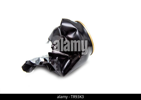 Aluminum recycling old cans isolated on white background. Stock Photo