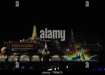BANGKOK, THAILAND – 22 MAY 2019 : Multimedia Water fountain light and sound (The Glorious Grace of His Majesty) show for the king's coronation ceremon Stock Photo