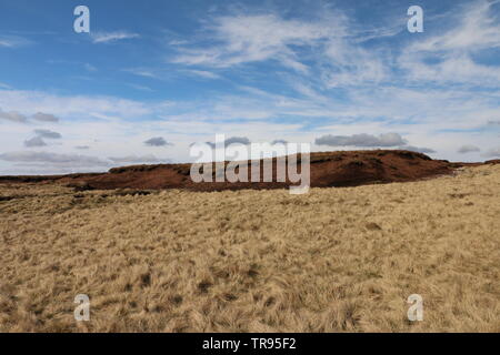 Pennine trail on top of Kinder Scout Plateau, Peak District National Park, UK. Stock Photo