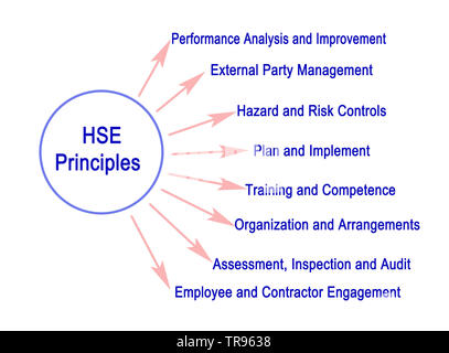 Eight HSE (health safety environment)  Principles Stock Photo