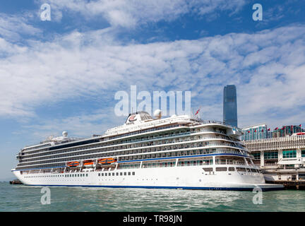 A Viking Orion Cruise Ship Moored At The Port Terminal, Kowloon, Hong Kong, China Stock Photo