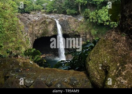 Beautiful Rainbow Falls in Hilo Hawaii seen on a May day Stock Photo