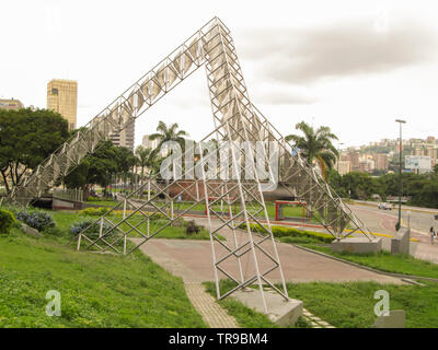 caracas,Venezuela. Sculpture Abra Solar Alejandro Otero in Plaza Venezuela. Stock Photo