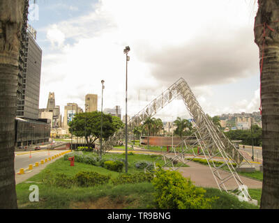 caracas,Venezuela. Sculpture Abra Solar Alejandro Otero in Plaza Venezuela. Stock Photo