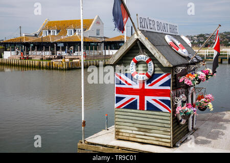 WEST BAY, UK - MAY 26th, 2019: West Bay, also known as Bridport Harbour, is a small harbour settlement and resort on the English Channel coast in Dors Stock Photo