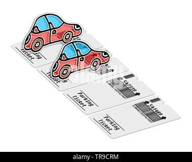 Ticket for parking area on white background - concept image. Bar code and code numbers are completely made up... Stock Photo