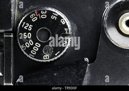 shutter speed dial of an analogue rangefinder camera Stock Photo