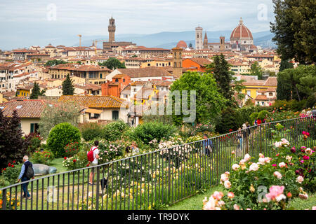 View of the city of Florence from the Giardino delle Rose -Rose Garden- public park in Florence, Tuscany region - Italy Stock Photo