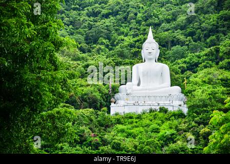 Giant White Buddha Statue at Wat Theppitak Punnaram Stock Photo