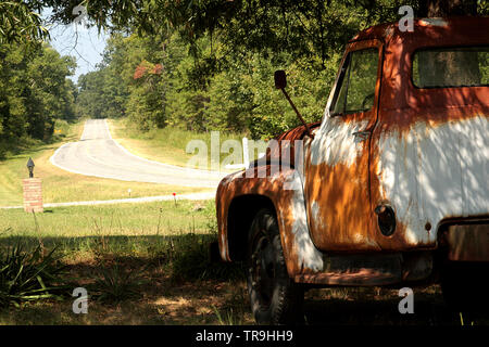 Old rusty pickup truck in North Carolina's countryside, USA Stock Photo