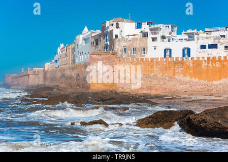 Amazing panoramic view of Essaouira Ramparts aerial in Essaouira, Morocco. Stock Photo