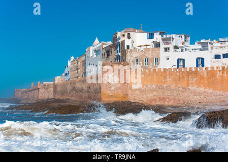 Amazing panoramic view of Essaouira Ramparts aerial in Essaouira, Morocco. Stock Photo