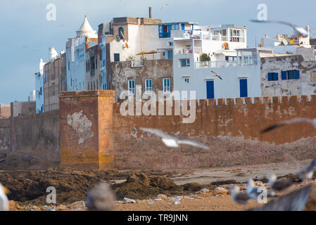 Amazing panoramic view of Essaouira Ramparts aerial in Essaouira, Morocco. Stock Photo