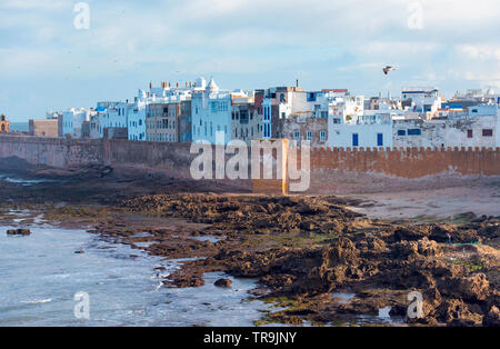 Amazing panoramic view of Essaouira Ramparts aerial in Essaouira, Morocco. Stock Photo