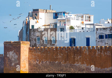 Amazing panoramic view of Essaouira Ramparts aerial in Essaouira, Morocco. Stock Photo