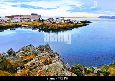 View of the Stykkisholmur town in western Iceland in winter. Stock Photo