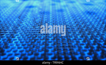 Conceptual abstract image with graphene structural pattern. 3D illustration background. Stock Photo