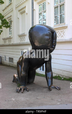 One of the eight Babies installed on Kampa Island in Prague, Czech Republic Stock Photo