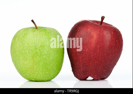 Red and green apples side view isolated on white background Stock Photo