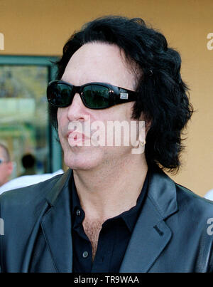 Paul Stanley fron the legendary rock band KISS attends a NASCAR race at Homestead Miami Speedway in November 1997. Stock Photo