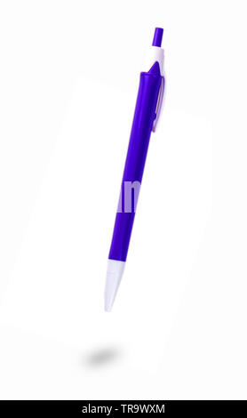 Blue ballpoint pen on white background Stock Photo