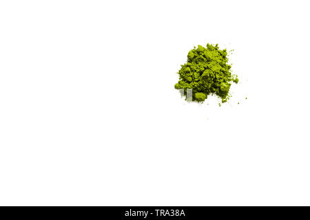 Smear shape made of Matcha Green Tea isolated on white background. Top view. Matcha superfood concept. Design template. Stock Photo