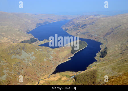 Haweswater Reservoir from Little Hart Fell in the Lake District National Park, Cumbria, England, UK Stock Photo