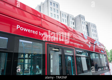 Side view of a RVI Covent Garden Hydrogen Fuel Cell Bus Stock Photo