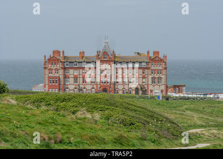 The Headland Hotel, Fistral Beach, Newquay, Cornwall, UK.  Filming of The Witches occurred here. Stock Photo