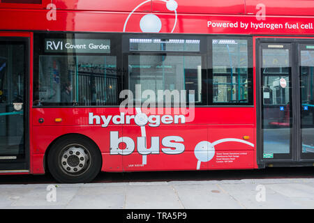 Side view of a RVI Covent Garden Hydrogen Fuel Cell Bus Stock Photo
