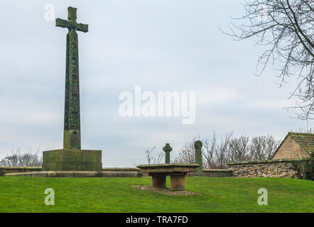 St.Cuthberts Cross outside the Cathedral at Durham,England, UK Stock Photo