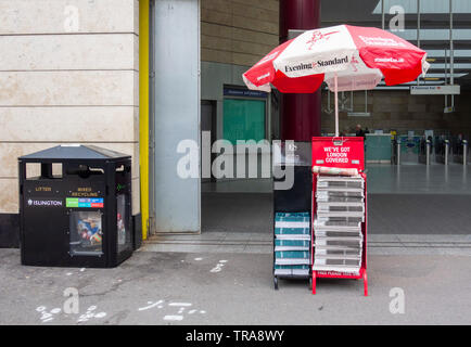 Evening Standard Newspaper Stand Farringdon London UK Stock Photo