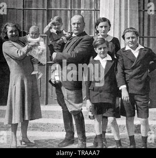 Benito Mussolini, Italian facist dictator, in full oratorical flow to a ...