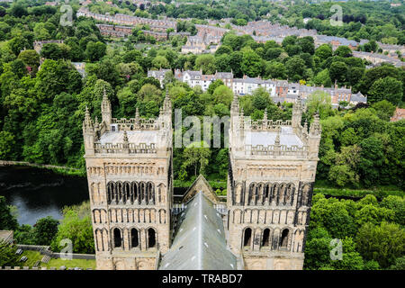 View from the top of the Central Tower at Durham Cathedral, England Stock Photo