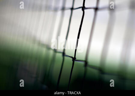 Beautiful close up of the net of a goal in a football stadium at the World Cup Stock Photo