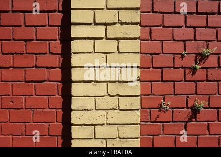 two-colored brick wall Stock Photo