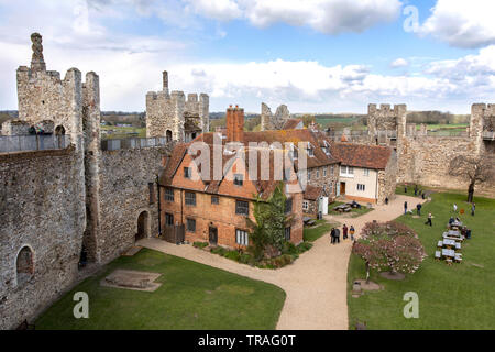 Framlingham Castle is a castle in the market town of Framlingham in Suffolk in England. An early motte and bailey or ringwork Norman castle was built Stock Photo