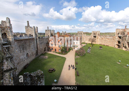 Framlingham Castle is a castle in the market town of Framlingham in Suffolk in England. An early motte and bailey or ringwork Norman castle was built Stock Photo