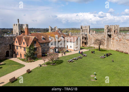 Framlingham Castle is a castle in the market town of Framlingham in Suffolk in England. An early motte and bailey or ringwork Norman castle was built Stock Photo