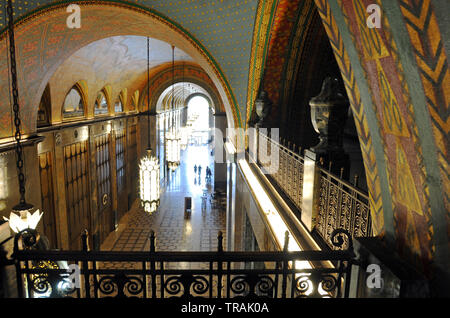 Interior of the landmark Fisher Building in the New Center area of Detroit, Michigan. The Art Deco office and retail building was completed in 1928. Stock Photo