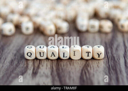 Quality word on wooden blocks. Stock Photo