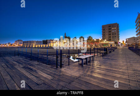 The castle of Larnaca at night, on the island of Cyprus Stock Photo